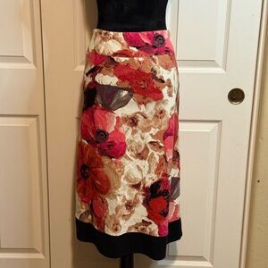 East 5th A-Line Skirt with Pink and Black Floral Design plus
